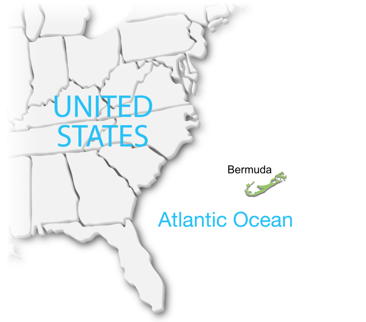 A map of USA and Bermuda Island.