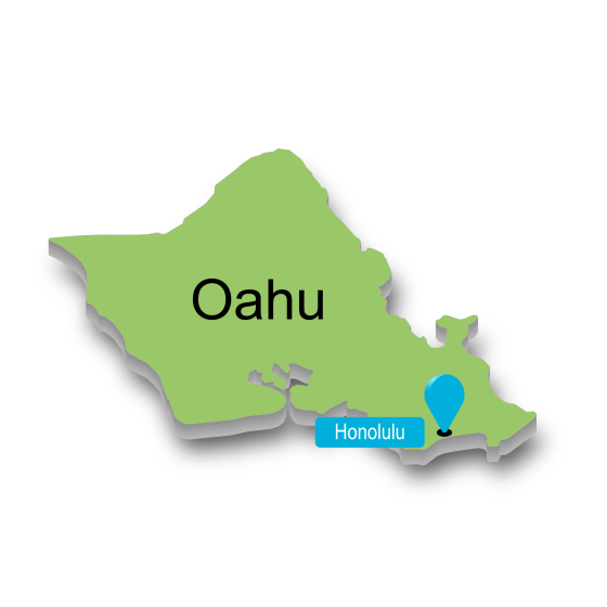 A map of Oahu, Honolulu
