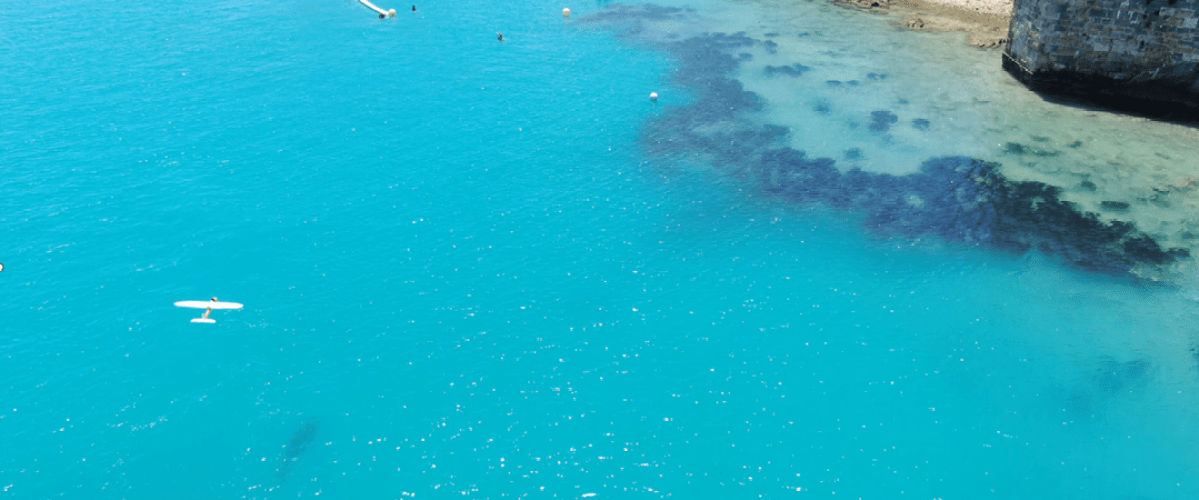A plane soaring above the vast sea. A plane soaring above the vast sea.