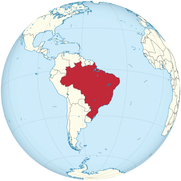 World Globe Map of Brazil