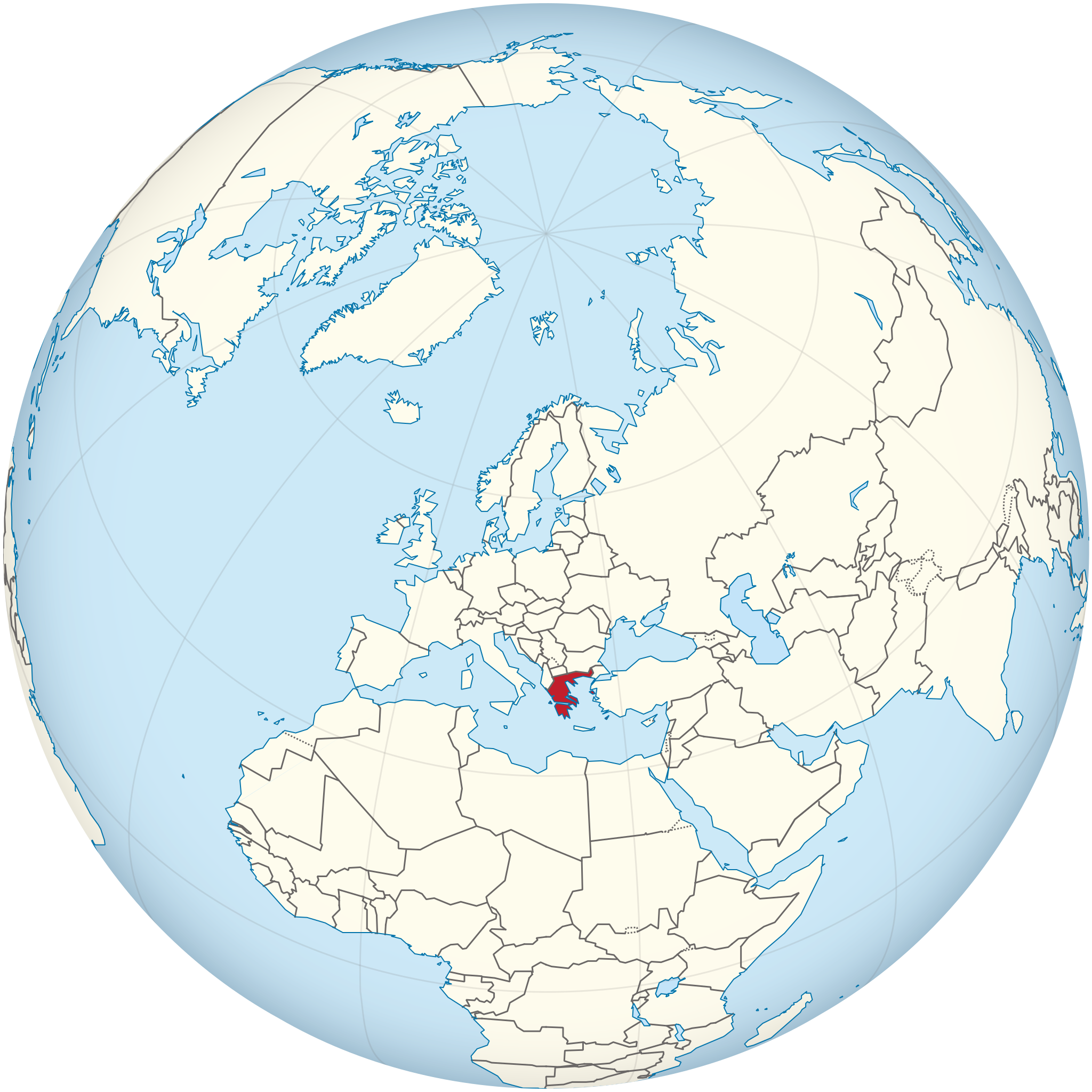 Greece world map pointing out where Greece is located