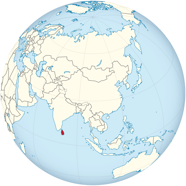 Sri Lanka map of the world pointing out the location of sri lanka