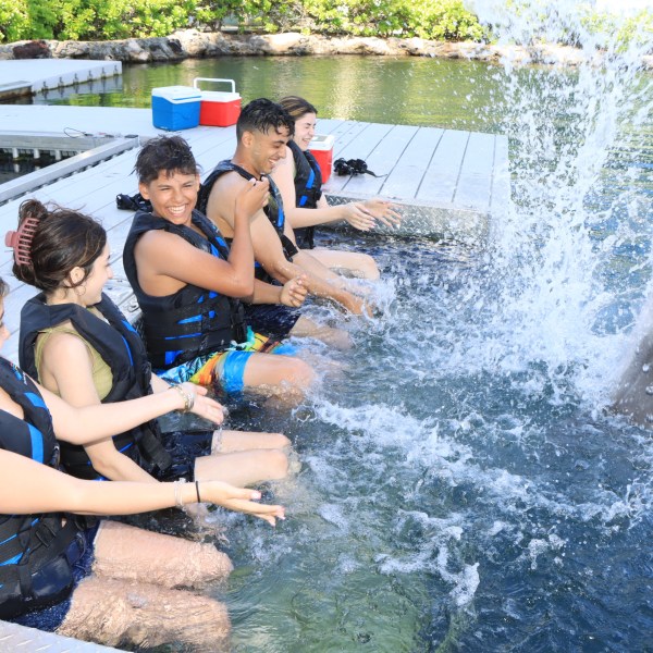 a girl in a pool of water