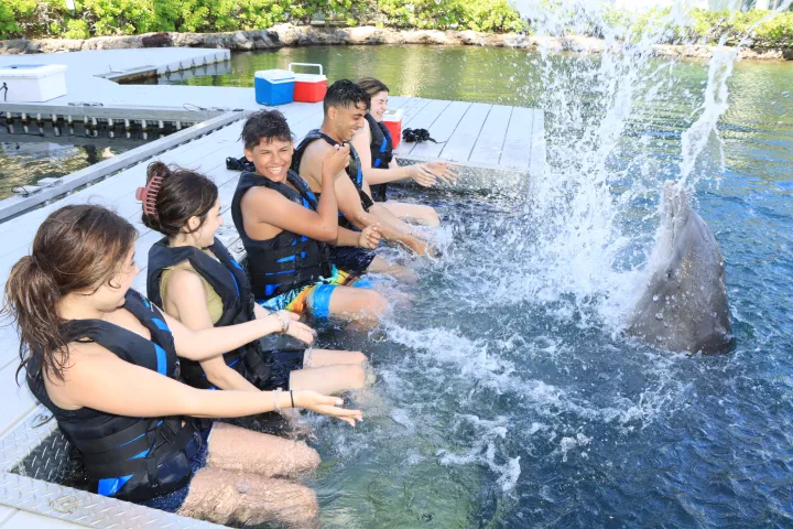 a girl in a pool of water