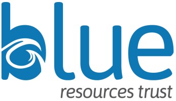 Logo with the text 'blue resources trust' in blue and gray.