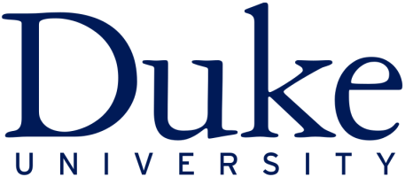 Duke University logo in navy blue text on a transparent background.