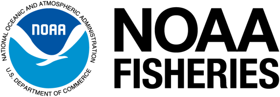 NOAA Fisheries logo with a blue circle and white bird, text on right.