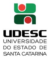 Logo of UDESC, Universidade do Estado de Santa Catarina, with abstract green and red design.