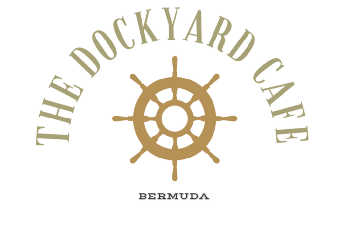 Logo of The Dockyard Cafe featuring a ship's wheel and the word 'Bermuda' below.