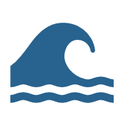 Blue wave icon with three wavy lines below